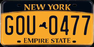NY license plate GOU0477