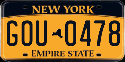 NY license plate GOU0478