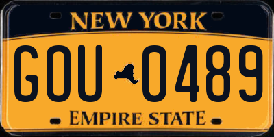NY license plate GOU0489