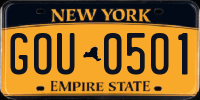 NY license plate GOU0501