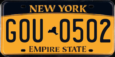 NY license plate GOU0502