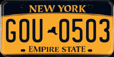NY license plate GOU0503