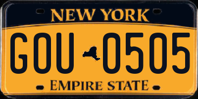 NY license plate GOU0505