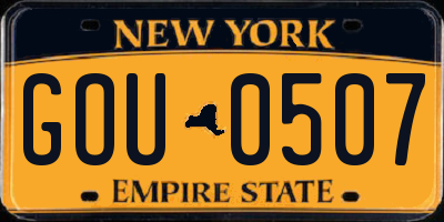 NY license plate GOU0507