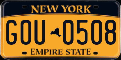 NY license plate GOU0508