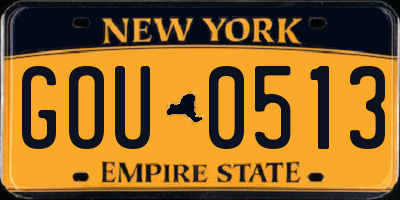 NY license plate GOU0513