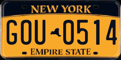 NY license plate GOU0514