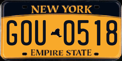 NY license plate GOU0518