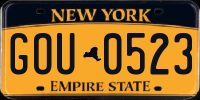 NY license plate GOU0523
