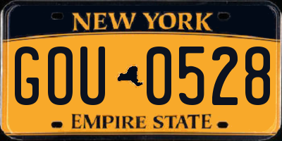 NY license plate GOU0528