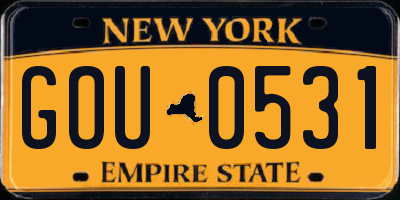 NY license plate GOU0531