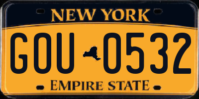 NY license plate GOU0532