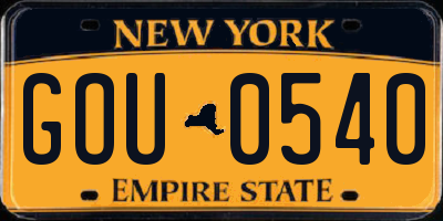 NY license plate GOU0540