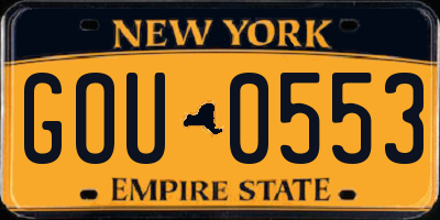 NY license plate GOU0553