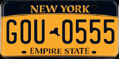NY license plate GOU0555