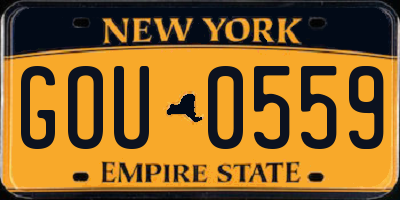 NY license plate GOU0559