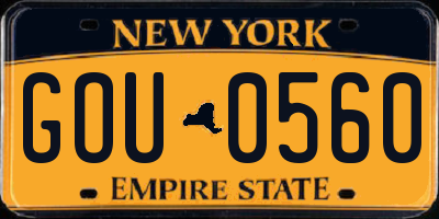 NY license plate GOU0560