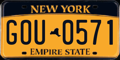 NY license plate GOU0571