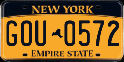 NY license plate GOU0572