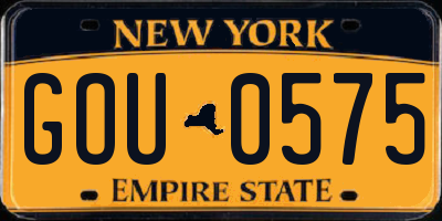 NY license plate GOU0575