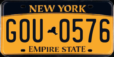 NY license plate GOU0576