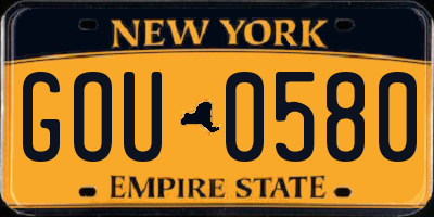 NY license plate GOU0580