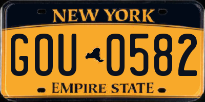 NY license plate GOU0582