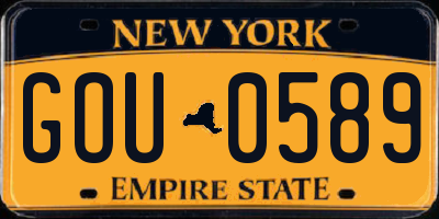 NY license plate GOU0589