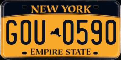 NY license plate GOU0590