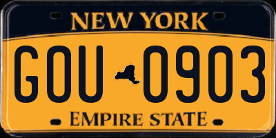 NY license plate GOU0903