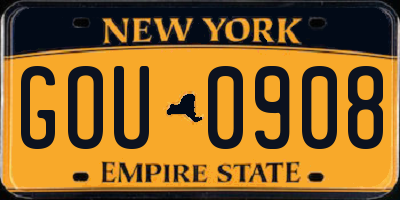 NY license plate GOU0908