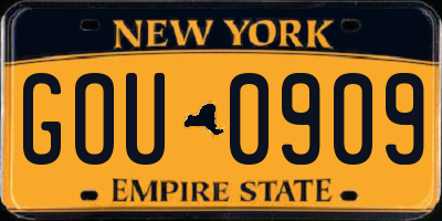 NY license plate GOU0909
