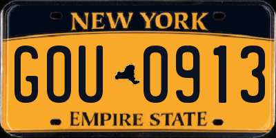 NY license plate GOU0913