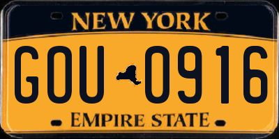 NY license plate GOU0916