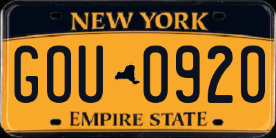NY license plate GOU0920