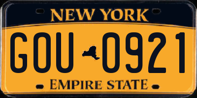 NY license plate GOU0921