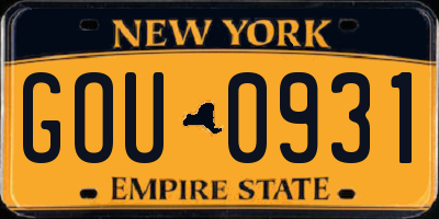 NY license plate GOU0931