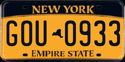 NY license plate GOU0933