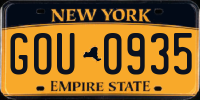 NY license plate GOU0935