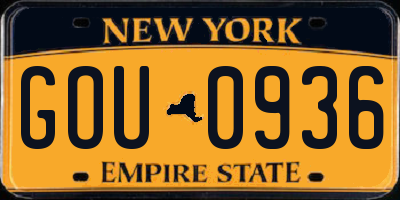 NY license plate GOU0936