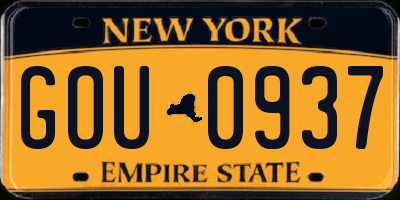 NY license plate GOU0937