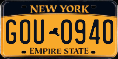 NY license plate GOU0940