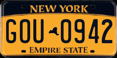 NY license plate GOU0942