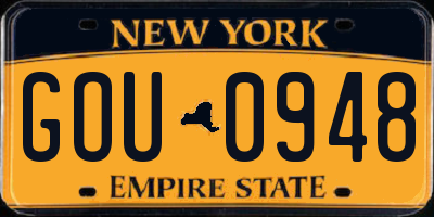 NY license plate GOU0948