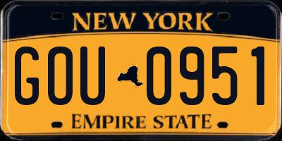 NY license plate GOU0951