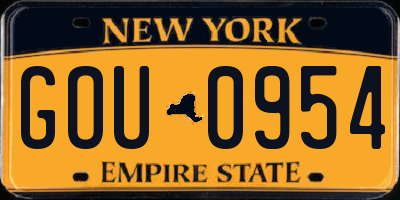 NY license plate GOU0954
