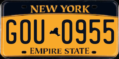 NY license plate GOU0955