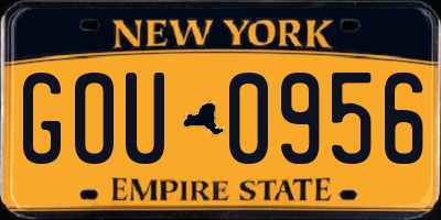 NY license plate GOU0956
