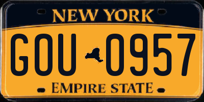NY license plate GOU0957