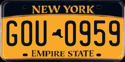 NY license plate GOU0959